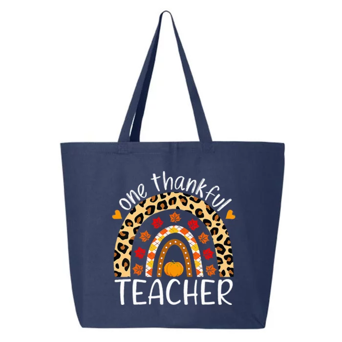 One Thankful Teacher Rainbow Leopard Teachers Thanksgiving 25L Jumbo Tote