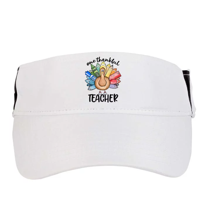 One Thankful Teacher Thanksgiving Turkey Adult Drive Performance Visor