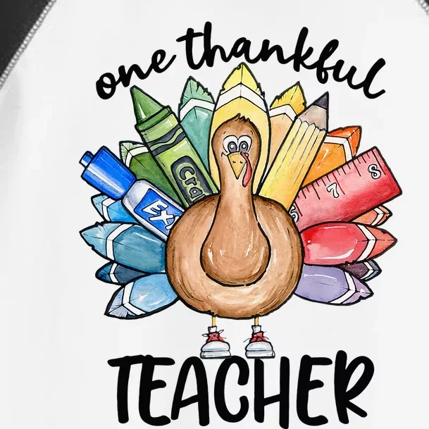 One Thankful Teacher Thanksgiving Turkey Toddler Fine Jersey T-Shirt