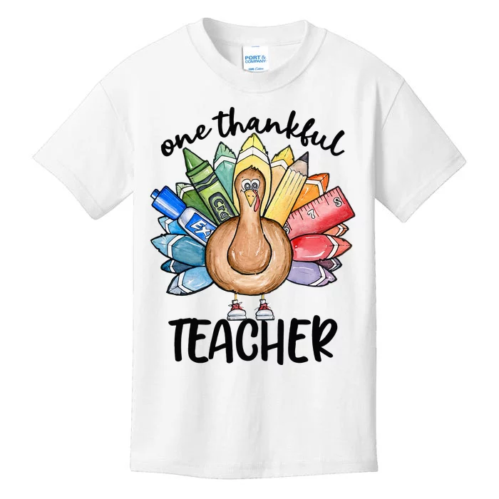 One Thankful Teacher Thanksgiving Turkey Kids T-Shirt