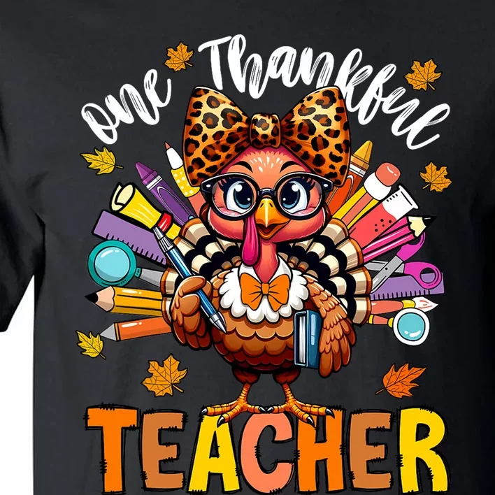 One Thankful Teacher Thanksgiving Turkey Cute Pencil Tall T-Shirt