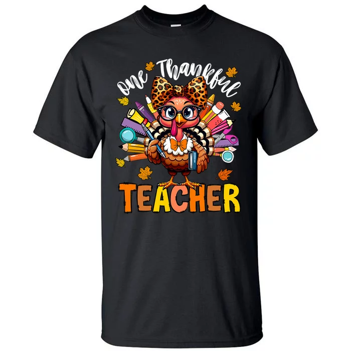 One Thankful Teacher Thanksgiving Turkey Cute Pencil Tall T-Shirt