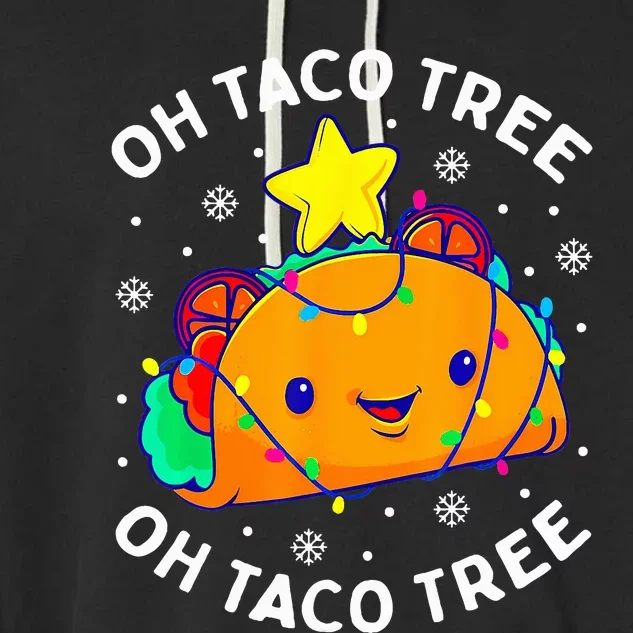 Oh Taco Tree Christmas Cute Xmas Mexican Food Lover Gifts Garment-Dyed Fleece Hoodie