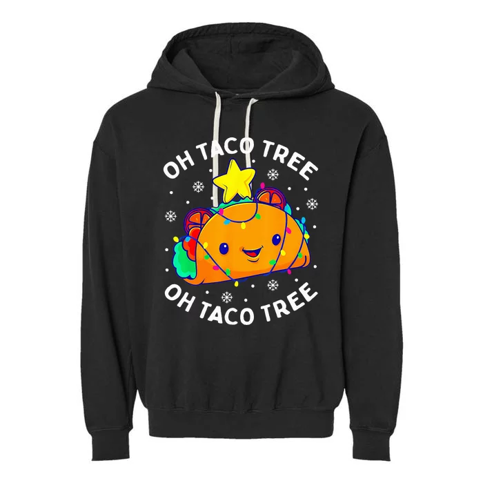 Oh Taco Tree Christmas Cute Xmas Mexican Food Lover Gifts Garment-Dyed Fleece Hoodie