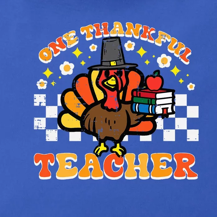 One Thankful Teacher Books Turkey Thanksgiving Zip Tote Bag