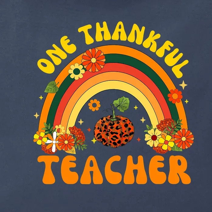 One Thankful Teacher Thanksgiving Rainbow Leopard Fall Zip Tote Bag