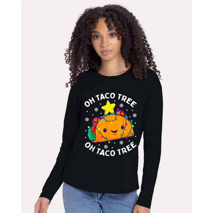 Oh Taco Tree Christmas Cute Xmas Mexican Food Lover Womens Cotton Relaxed Long Sleeve T-Shirt