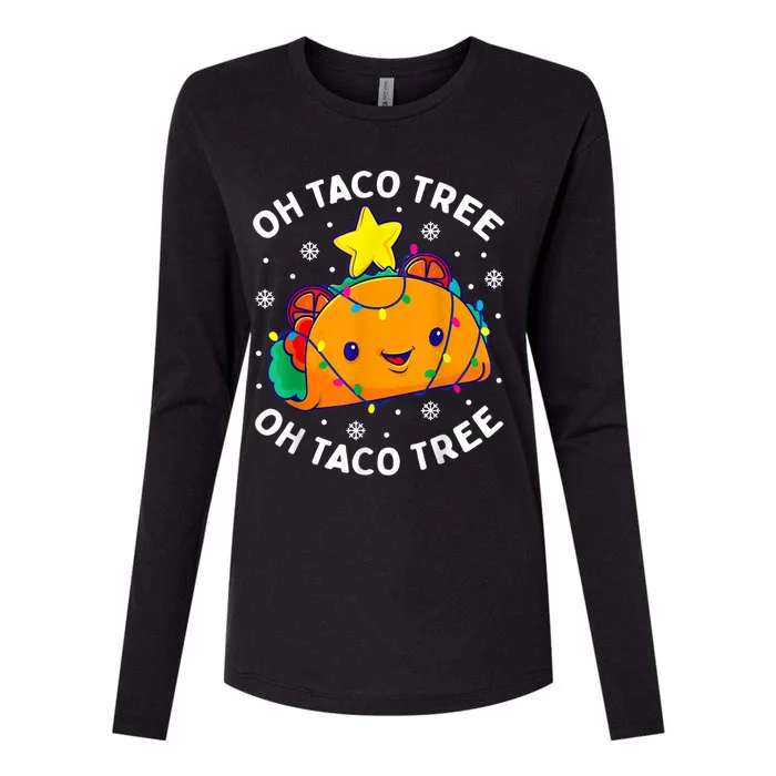 Oh Taco Tree Christmas Cute Xmas Mexican Food Lover Womens Cotton Relaxed Long Sleeve T-Shirt