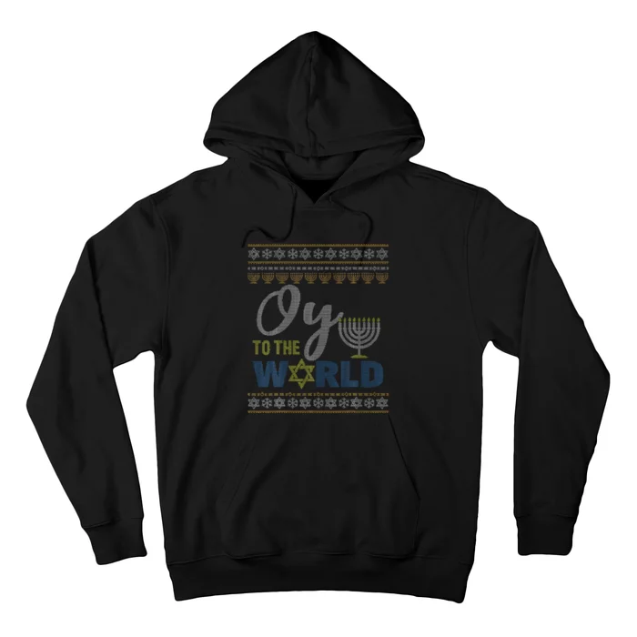 Oy To The World Funny Ugly Hanukkah Sweater Jewish Chanukah Hoodie