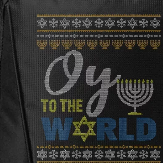 Oy To The World Funny Ugly Hanukkah Sweater Jewish Chanukah City Backpack