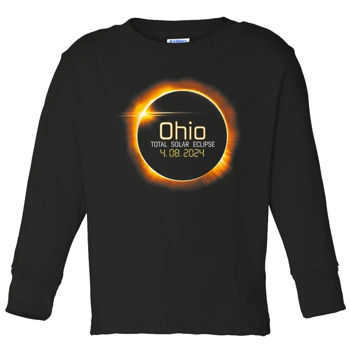 Ohio Totality Total Solar Eclipse April 8 2024 Toddler Long Sleeve Shirt