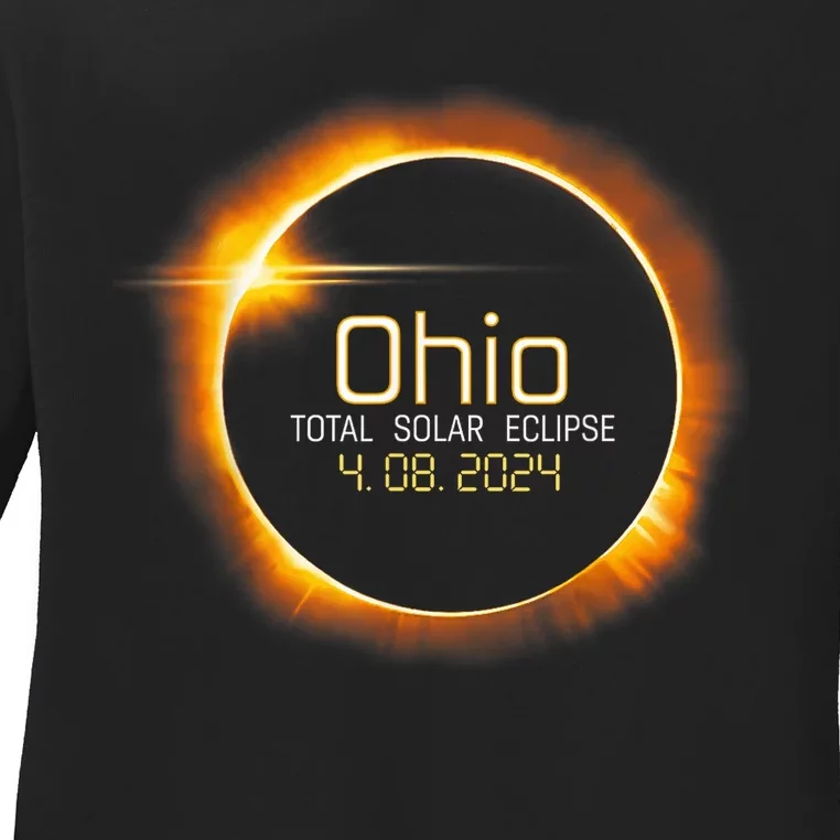 Ohio Totality Total Solar Eclipse April 8 2024 Ladies Long Sleeve Shirt