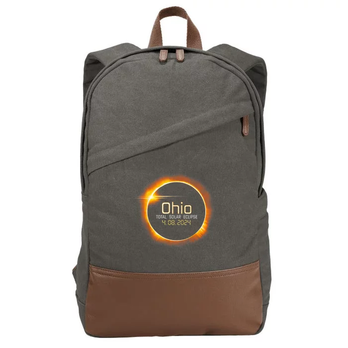 Ohio Totality Total Solar Eclipse April 8 2024 Cotton Canvas Backpack