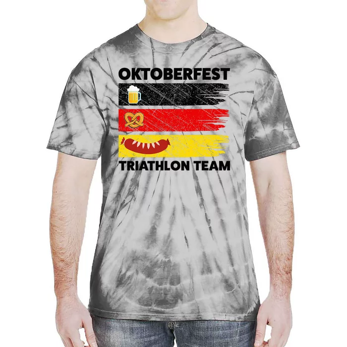 Oktoberfest Triathlon Team Beer Pretzel Wurst German Flag Tie-Dye T-Shirt