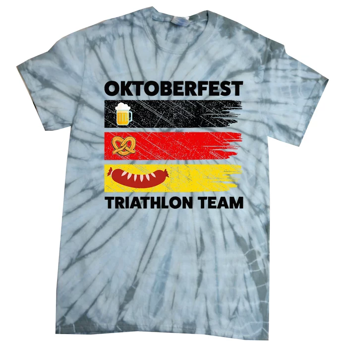 Oktoberfest Triathlon Team Beer Pretzel Wurst German Flag Tie-Dye T-Shirt