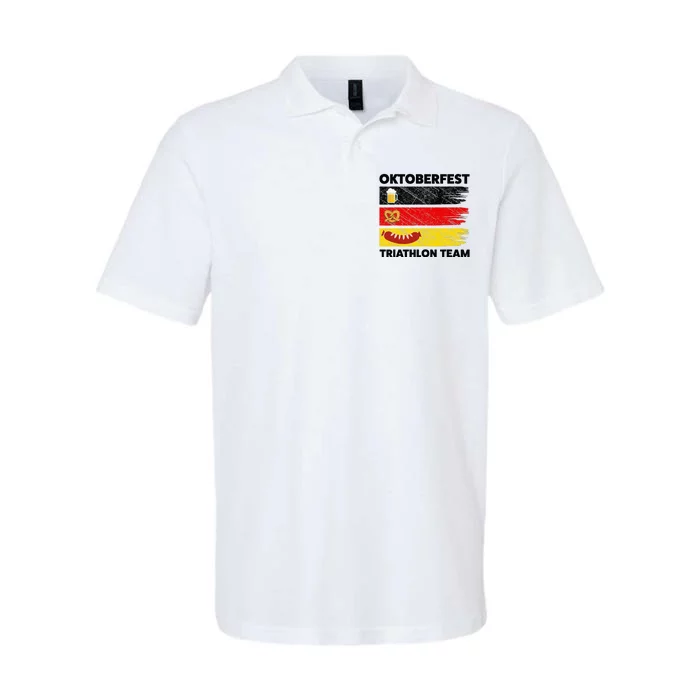 Oktoberfest Triathlon Team Beer Pretzel Wurst German Flag Softstyle Adult Sport Polo