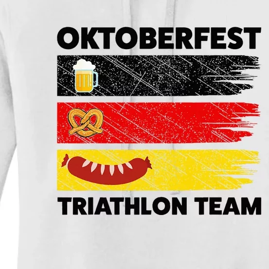 Oktoberfest Triathlon Team Beer Pretzel Wurst German Flag Women's Pullover Hoodie