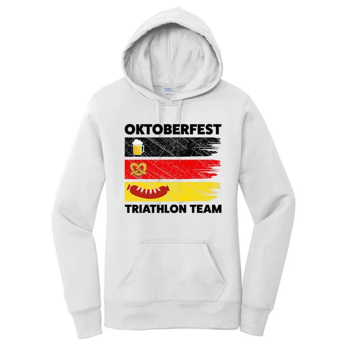 Oktoberfest Triathlon Team Beer Pretzel Wurst German Flag Women's Pullover Hoodie