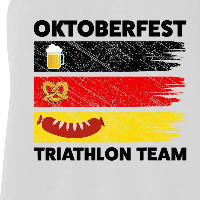 Oktoberfest Triathlon Team Beer Pretzel Wurst German Flag Women's Racerback Tank