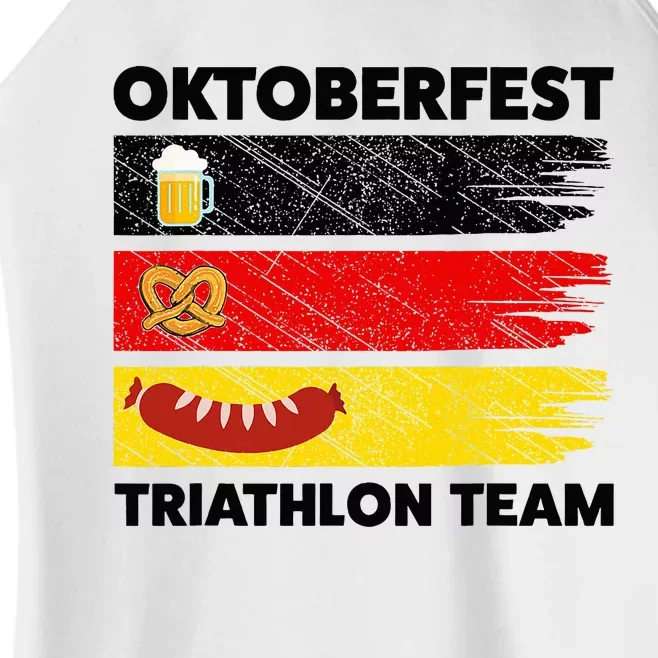 Oktoberfest Triathlon Team Beer Pretzel Wurst German Flag Women’s Perfect Tri Rocker Tank