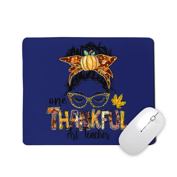 One Thankful Teacher Fun Turkey Thanksgiving Family Mousepad