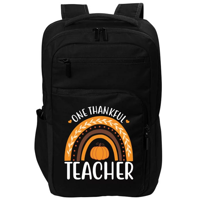 One Thankful Teacher Rainbow Pumpkin Thanksgiving Impact Tech Backpack