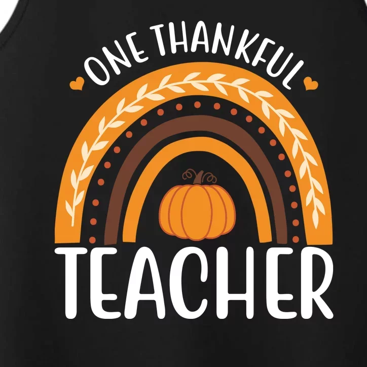 One Thankful Teacher Rainbow Pumpkin Thanksgiving Performance Tank