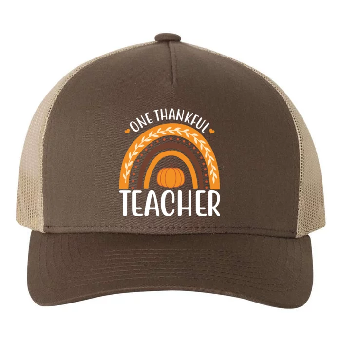 One Thankful Teacher Rainbow Pumpkin Thanksgiving Yupoong Adult 5-Panel Trucker Hat