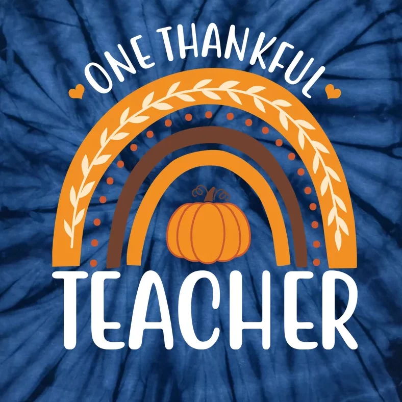 One Thankful Teacher Rainbow Pumpkin Thanksgiving Tie-Dye T-Shirt