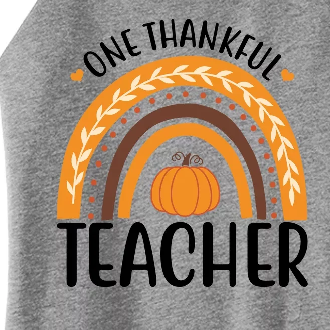 One Thankful Teacher Rainbow Pumpkin Thanksgiving Women’s Perfect Tri Rocker Tank