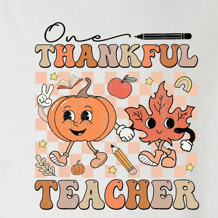 One Thankful Teacher Thanksgiving Groovy Fall Autumn Teacher Toddler Long Sleeve Shirt