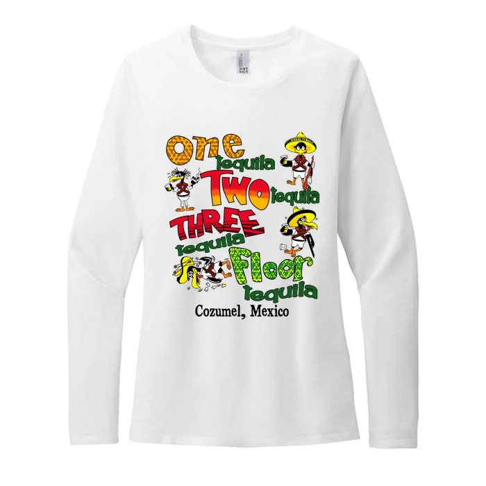 One Tequila Two Tequila Three Tequila Floor Mexico Womens CVC Long Sleeve Shirt