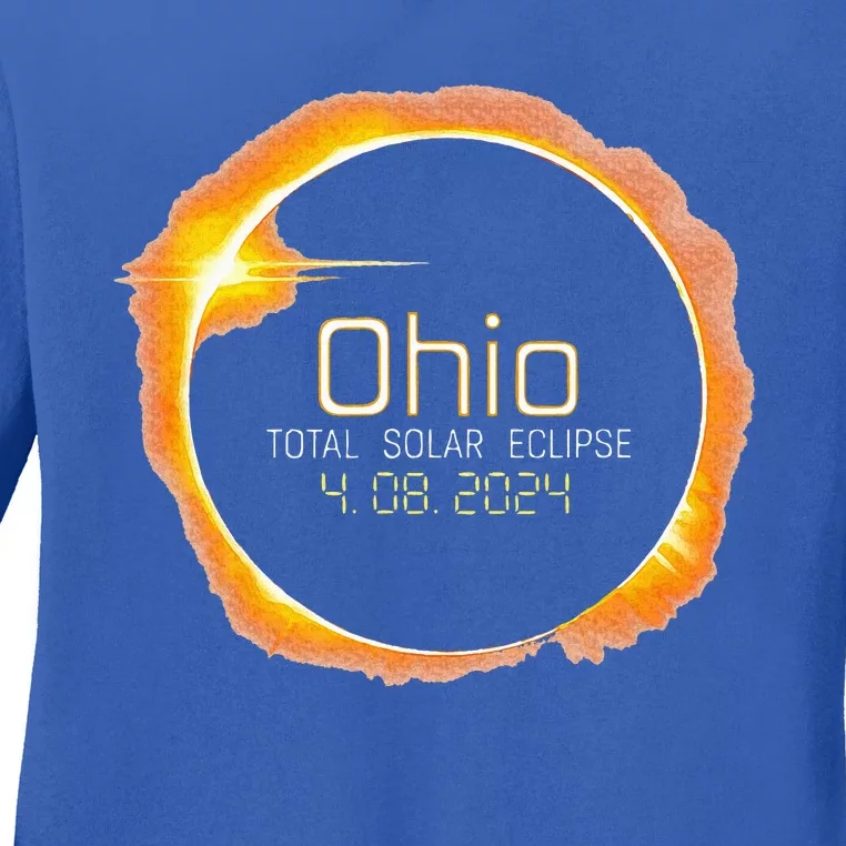 Ohio Totality Total Solar Eclipse April 8 2024 Ladies Long Sleeve Shirt