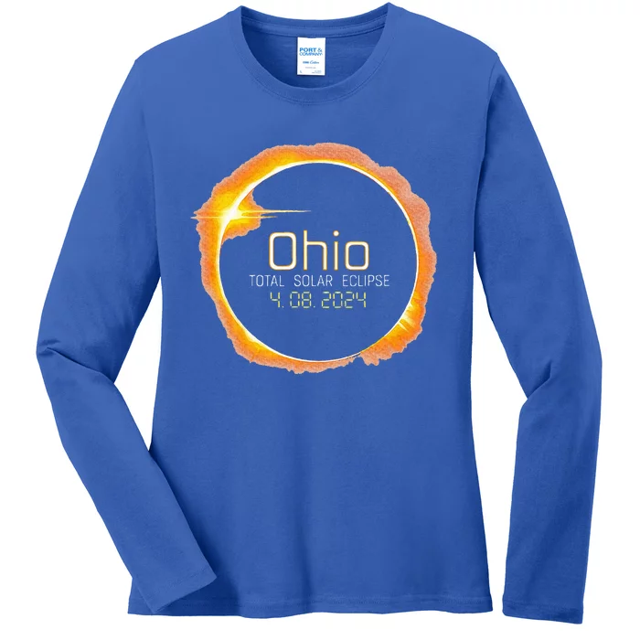 Ohio Totality Total Solar Eclipse April 8 2024 Ladies Long Sleeve Shirt