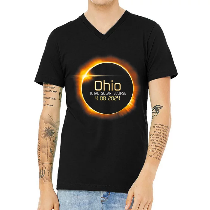 Ohio Totality Total Solar Eclipse April 8 2024 V-Neck T-Shirt