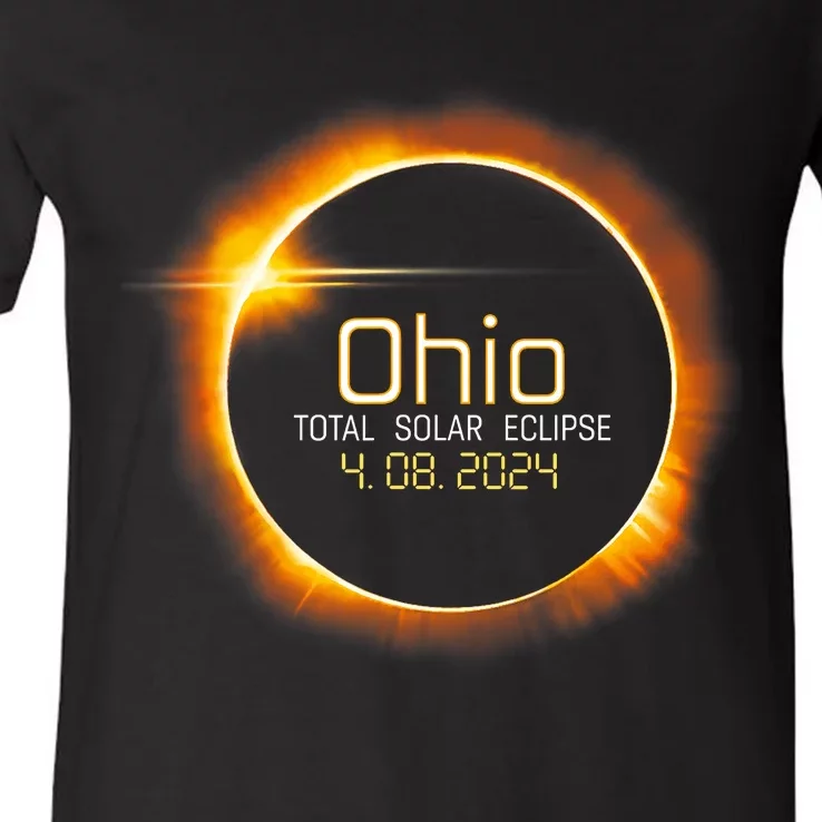 Ohio Totality Total Solar Eclipse April 8 2024 V-Neck T-Shirt