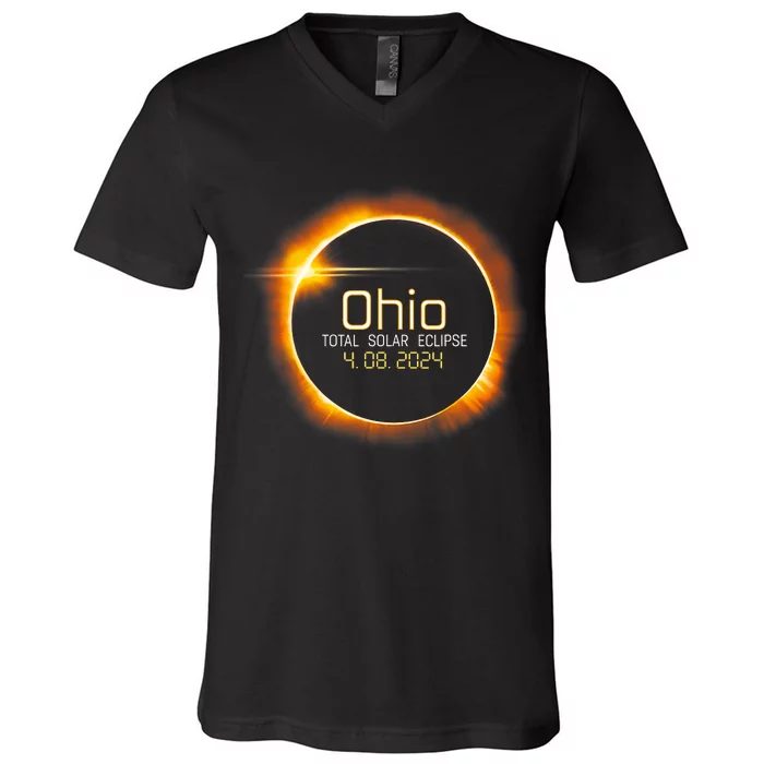 Ohio Totality Total Solar Eclipse April 8 2024 V-Neck T-Shirt