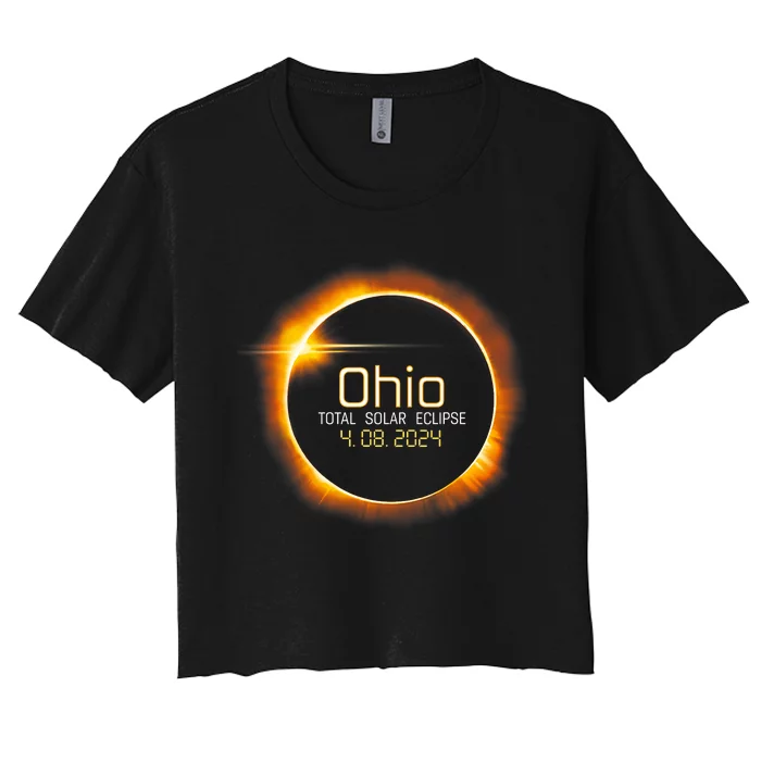 Ohio Totality Total Solar Eclipse April 8 2024 Women's Crop Top Tee