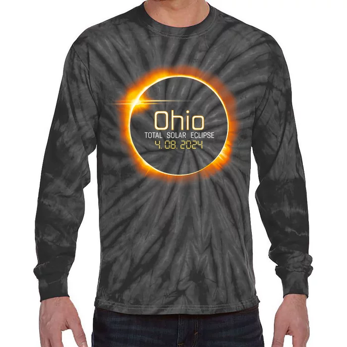 Ohio Totality Total Solar Eclipse April 8 2024 Tie-Dye Long Sleeve Shirt