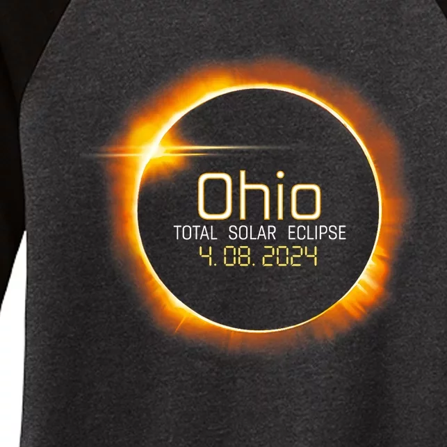 Ohio Totality Total Solar Eclipse April 8 2024 Women's Tri-Blend 3/4-Sleeve Raglan Shirt