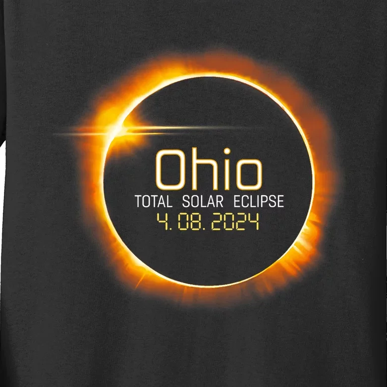 Ohio Totality Total Solar Eclipse April 8 2024 Kids Long Sleeve Shirt