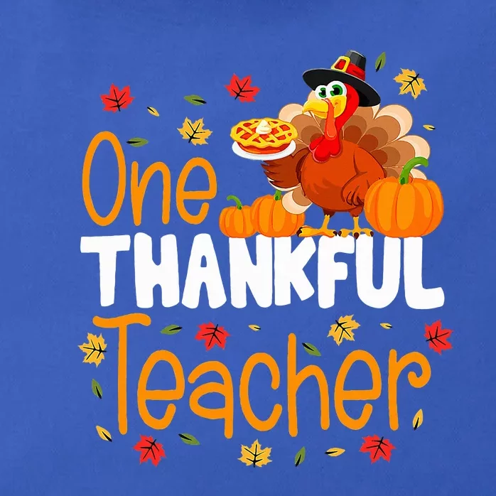 One Thankful Teacher Thanksgiving Turkey Teacher Costume Zip Tote Bag