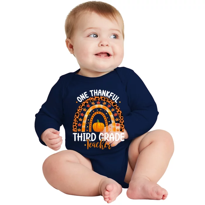 One Thankful Third Grade Teacher Thanksgiving 3Rd Grade Great Gift Baby Long Sleeve Bodysuit