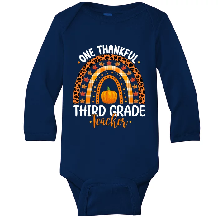 One Thankful Third Grade Teacher Thanksgiving 3Rd Grade Great Gift Baby Long Sleeve Bodysuit