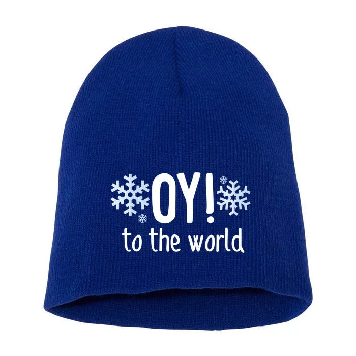 Oy! To The World Hanukkah Jewish Holiday Judaism Humor Gift Great Gift Short Acrylic Beanie