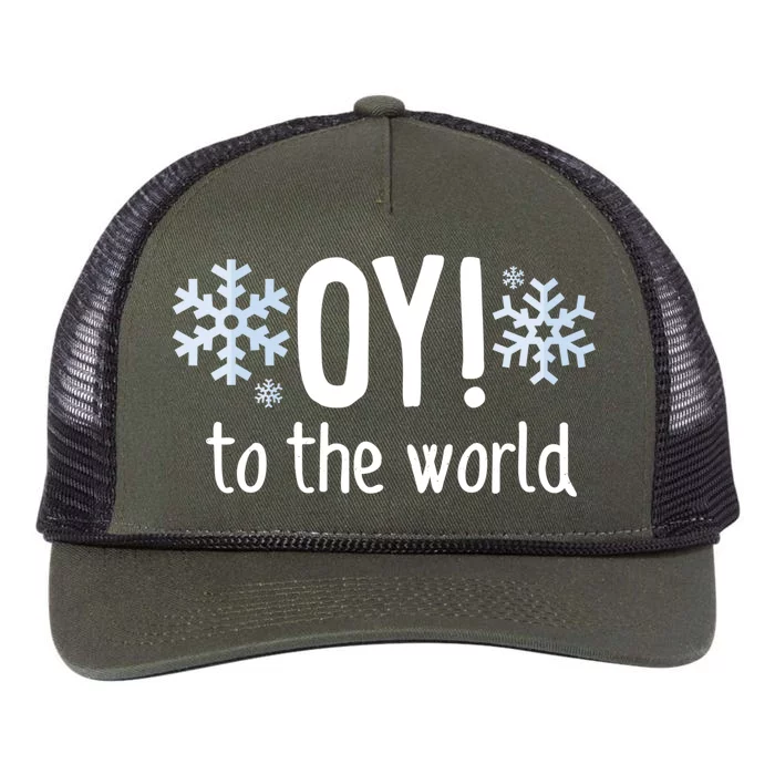 Oy! To The World Hanukkah Jewish Holiday Judaism Humor Gift Great Gift Retro Rope Trucker Hat Cap