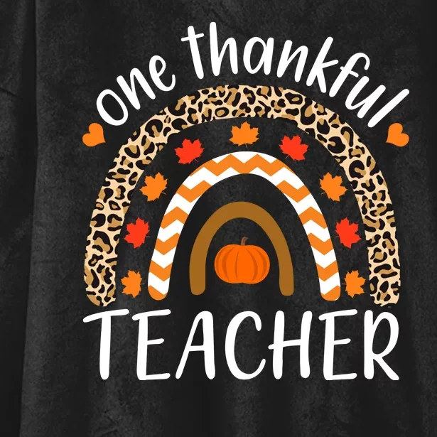 One Thankful Teacher, Autumn Fall Leopard Design Hooded Wearable Blanket