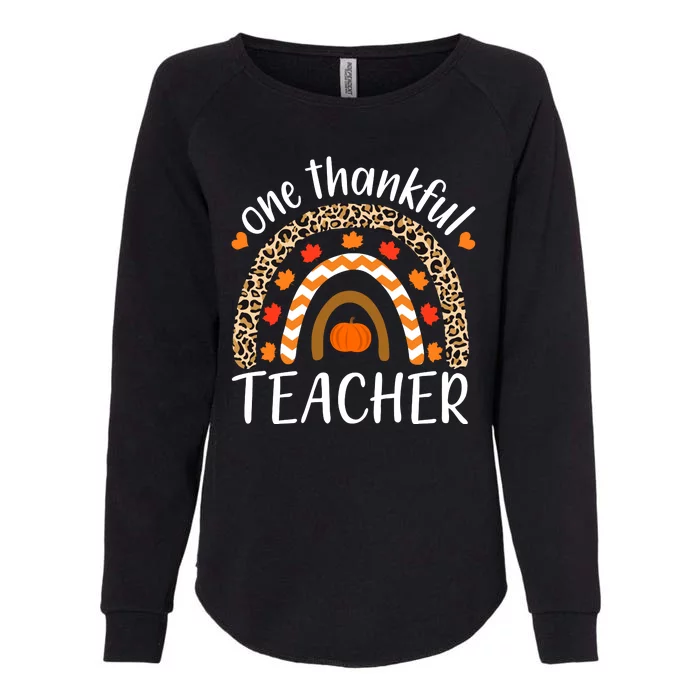 One Thankful Teacher, Autumn Fall Leopard Design Womens California Wash Sweatshirt