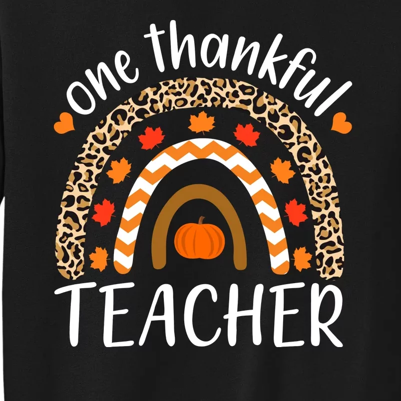 One Thankful Teacher, Autumn Fall Leopard Design Tall Sweatshirt