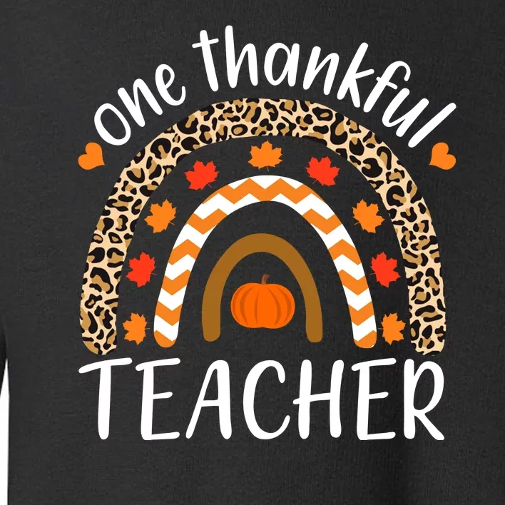 One Thankful Teacher, Autumn Fall Leopard Design Toddler Sweatshirt